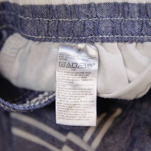 Old Navy Blue White Striped High Rise Wide Leg Linen Trousers Pants w Pockets - Picture 8 of 8